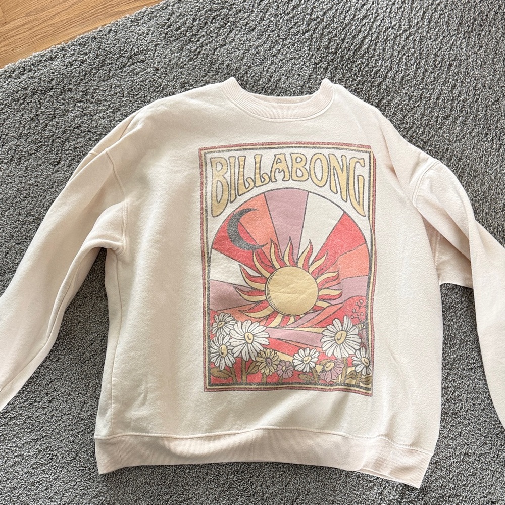 Billabong Cream and Pink Graphic Sweatshirt